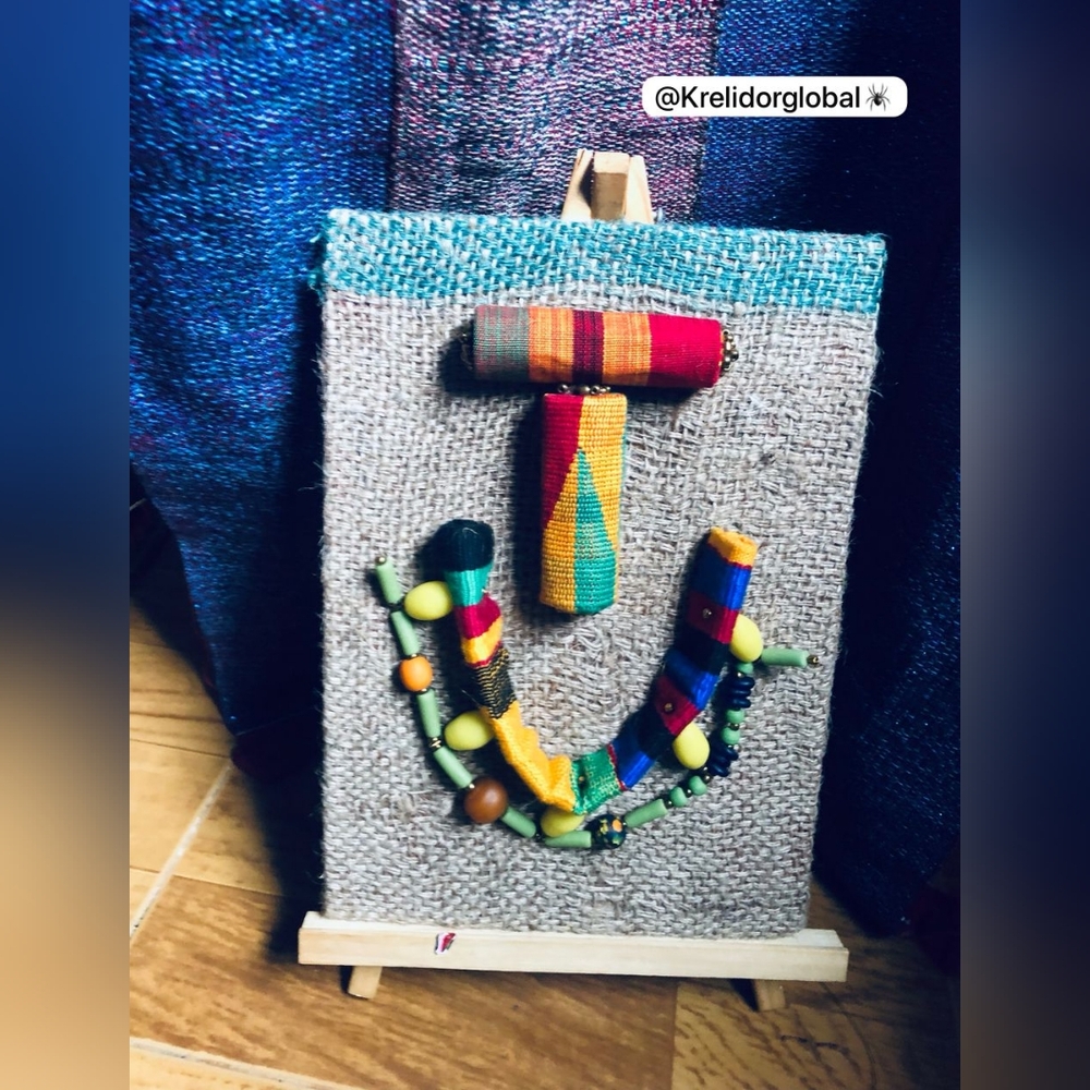Handcrafted Kente & Cocoa Sackcloth Wall Hanging –  Made in Ghana